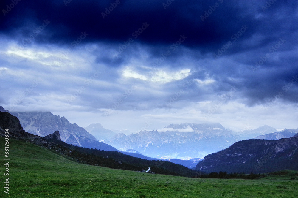 Alpine landscape of Cristallo Mountain, Dolomites, Italy