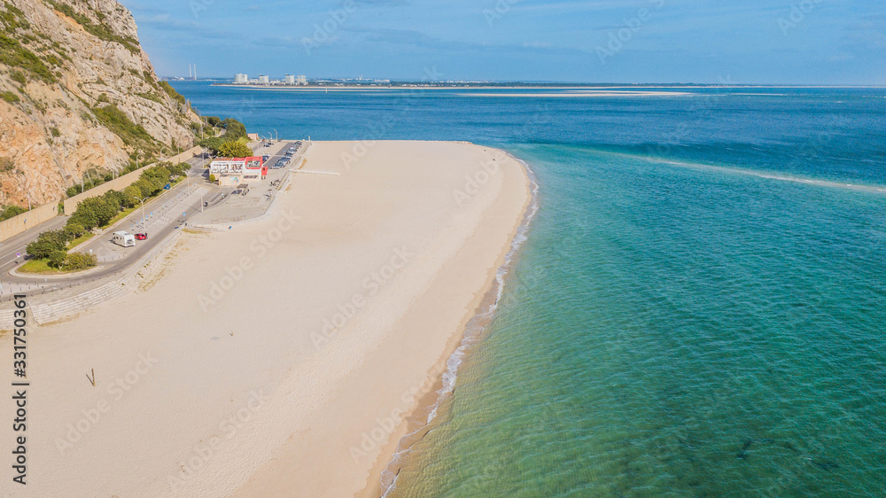 Beautiful beaches with transparent waters in Arrábida, in Setúbal, Portugal. Figueirinha beach