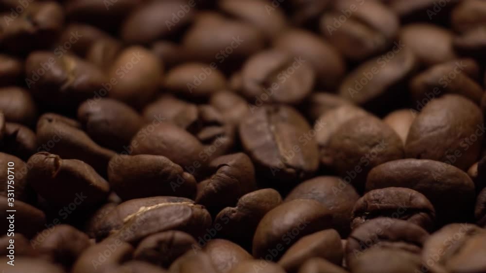 Close up Coffee Beans Tracking Shot Fallen Out Of Bag