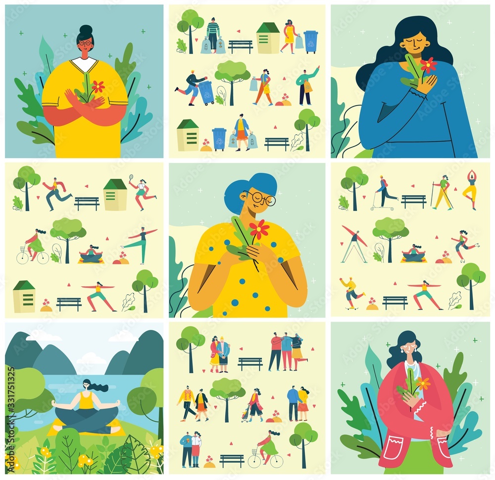 Fototapeta premium Vector illustration ECO backgrounds of Concept of green, Zero waste, eco energy and quote Save the planet