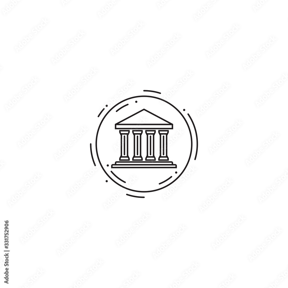 Pantheon style architectural building vector icon illustration