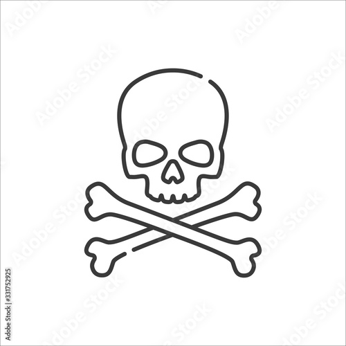 skull crossbones minimalist vector line icon