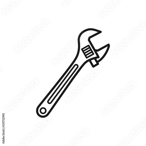 wrench icon, adjustable wrench vector icon