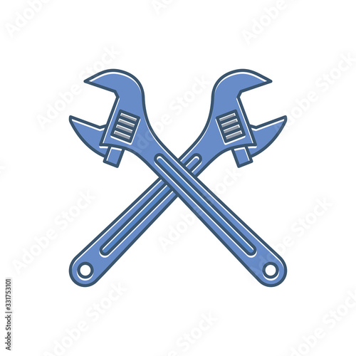 wrench icon, adjustable wrench vector icon