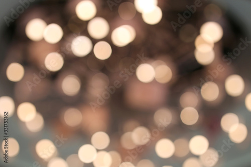 Murais de parede White and Blue Light Orbs Blurred Bokeh Abstract Background