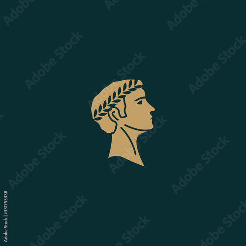 Roman Emperor Julius Caesar head drawing, vector