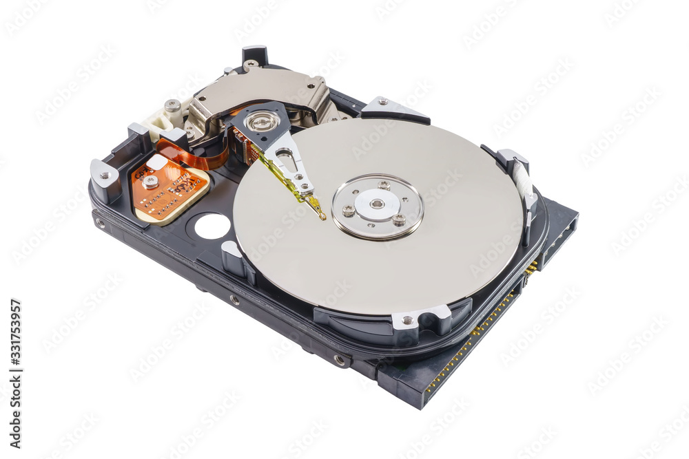 Hard disk drive removable case for repair on a white background. Hard disk drive removable case for repair on a white background.