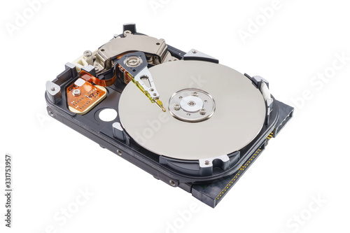 Hard disk drive removable case for repair on a white background.