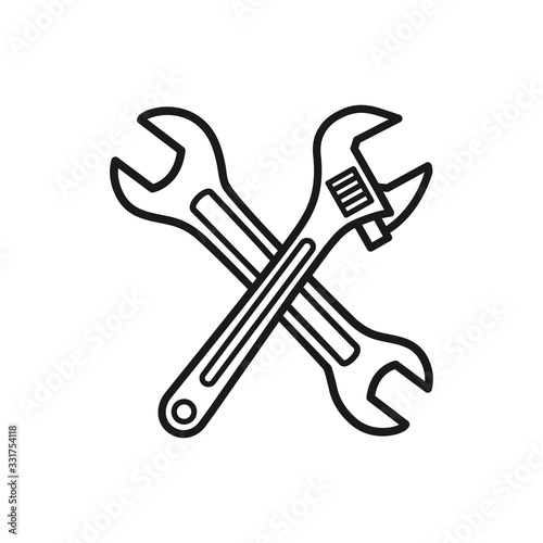 crossing wrench and adjustable wrench vector icon in trendy flat style