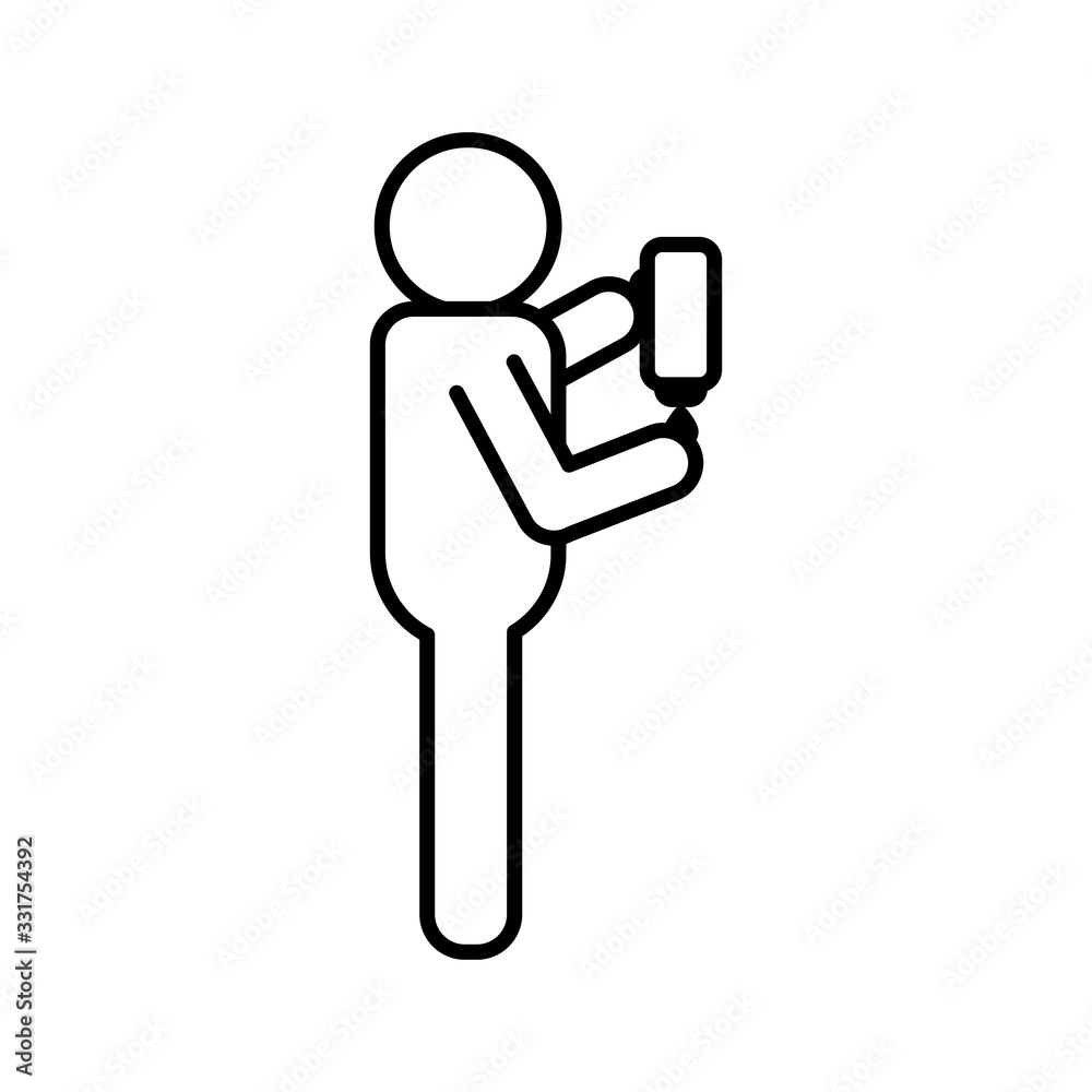 male avatar with soap dispenser line style icon vector design