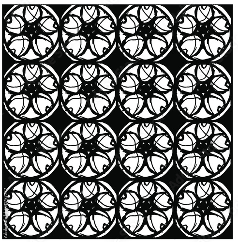 Seamless, vector pattern. Black, white, floral background.
