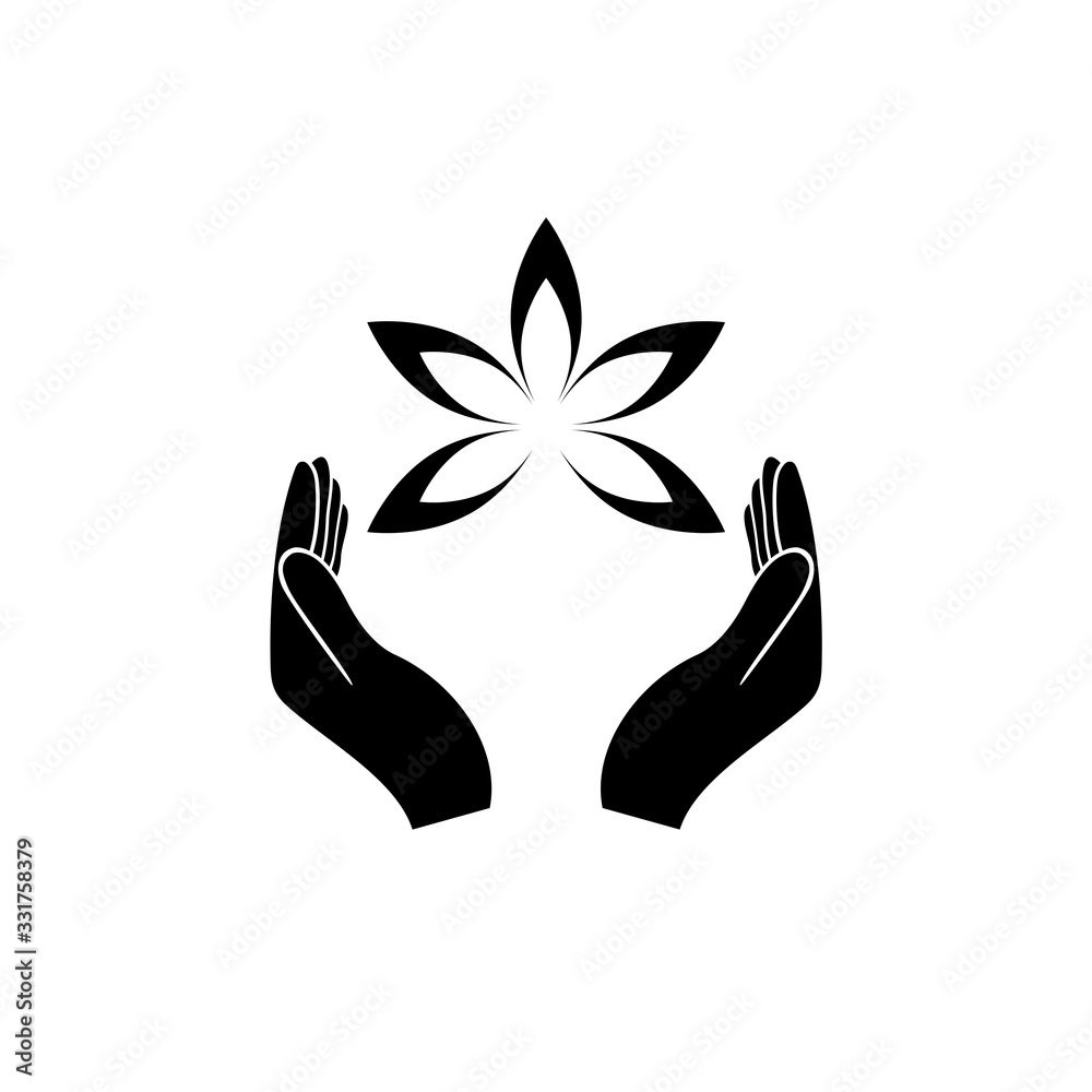 Lotus in hand icon isolated on white background Lotus in hand icon isolated on white background