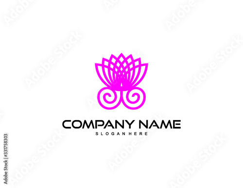 pink lotus flower logo design