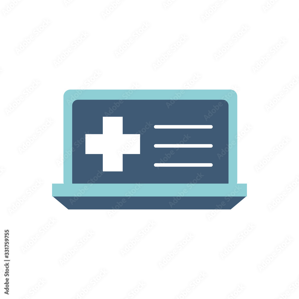 Obraz premium Isolated cross inside laptop flat style icon vector design