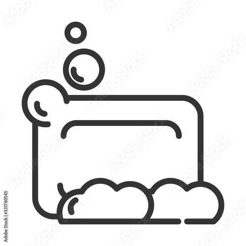 virus covid 19 pandemic soap bubbles foam clean line style icon