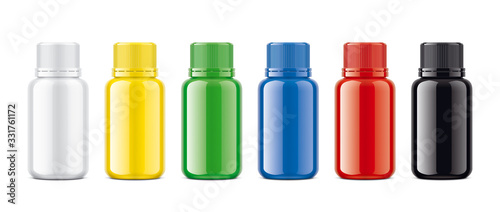 Set of Colored Bottles. Non Transparent version. 