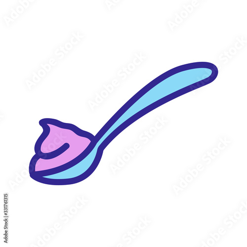 yogurt in a spoon icon vector. yogurt in a spoon sign. color isolated symbol illustration
