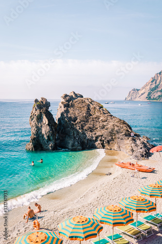 pebble beach Monterosso on vacation Cinque terre Monterosso al Mare pebble beach Cinque Terre, Italy  photo