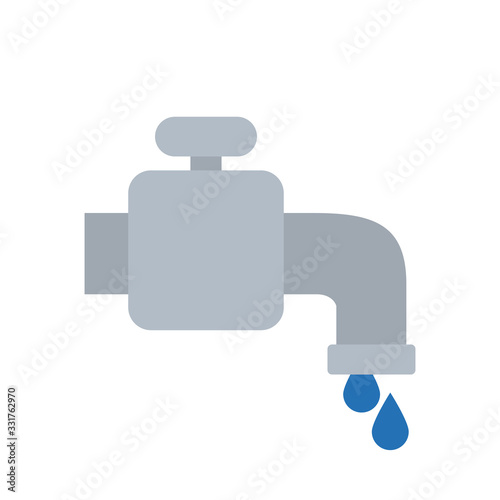 water faucet and drops icon, flat style