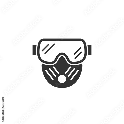 Safety glasses and mask icon in simple design. Vector illustration