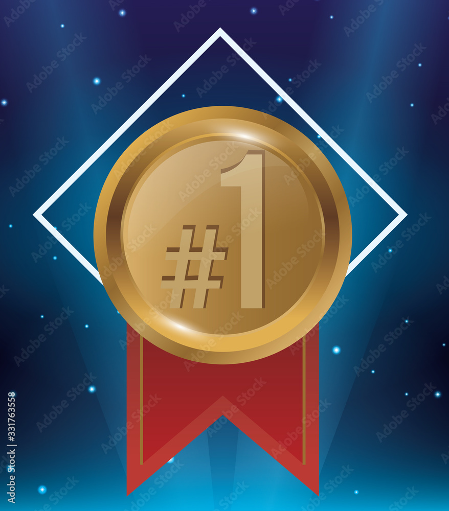 medal award with one number medal award with one number