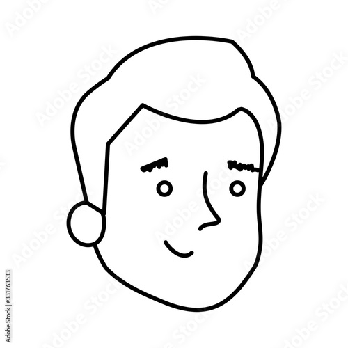 face of man line style icon vector illustration design