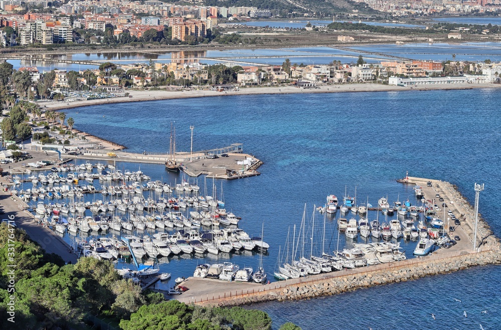 Obraz premium Touristic marina in Cagliari, Sardinia, Italy