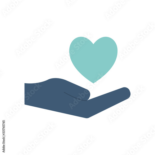 Isolated heart over hand flat style icon vector design