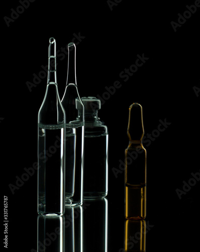 Medical drug in ampoules. Medicines for injection.