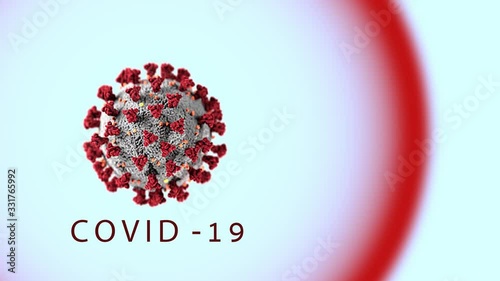 Coronavirus Animation 2019 nKoW Wuhan. SARS-CoV-2, known as 2019-nCoV, COVID-19. Dangerous spread of infection.