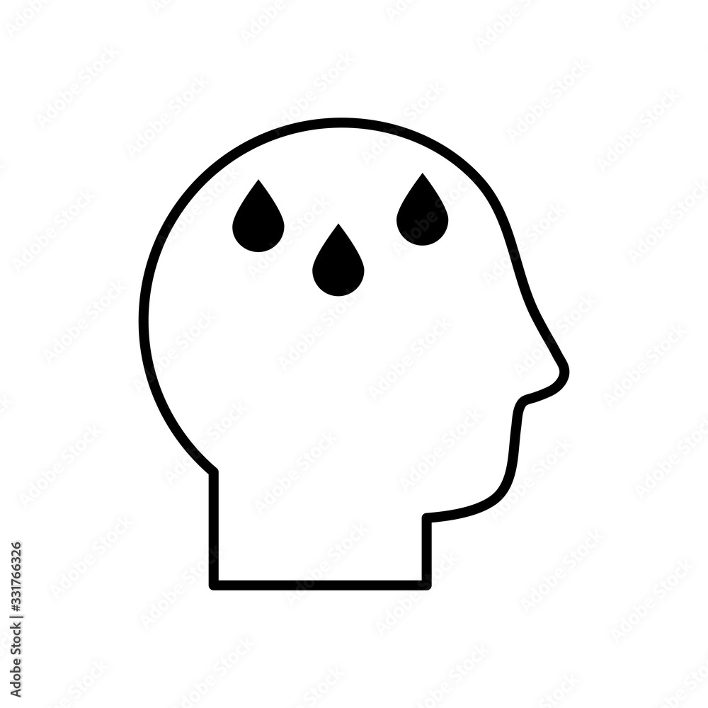 avatar head with sweat drops symbol line style icon vector design