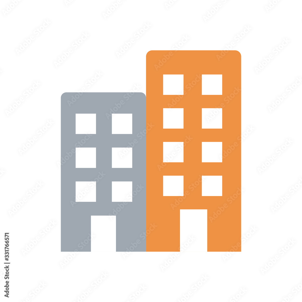 city buildings icon, flat style