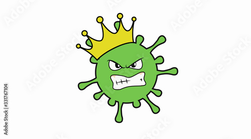 Vector Isolated of a Virus with a Crown, Cartoon Style
