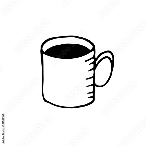 hand-drawn vector illustration, element without background, mug for camping