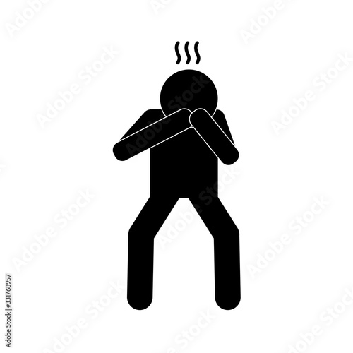 male avatar with fever silhouette style icon vector design