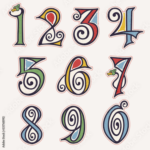 Numbers set in true celtic knot-spiral style.