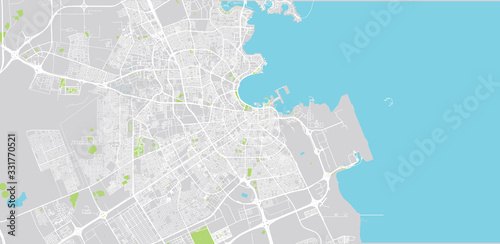 Urban vector city map of Doha, Qatar