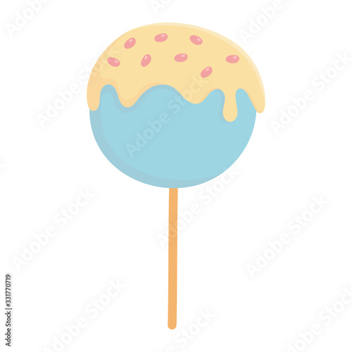 happy birthday sweet candy in stick confectionery isolated icon