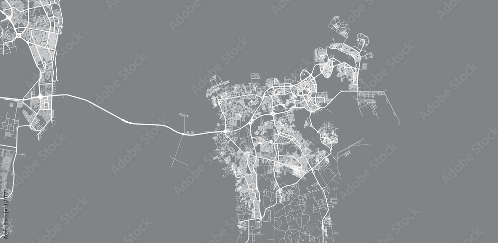 Urban vector map of Bahrain, middle east Stock Vector | Adobe Stock