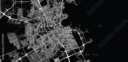 Urban vector city map of Doha, Qatar