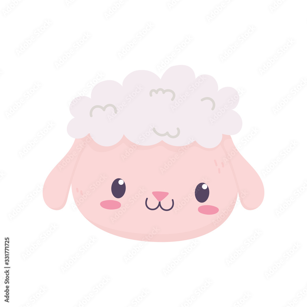 cute sheep face animal cartoon isolated icon cute sheep face animal cartoon isolated icon