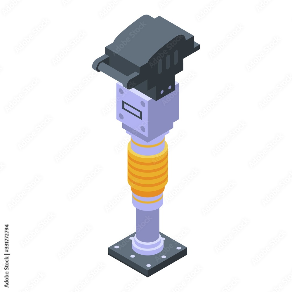 Soil rammer icon. Isometric of soil rammer vector icon for web design isolated on white background Soil rammer icon. Isometric of soil rammer vector icon for web design isolated on white background