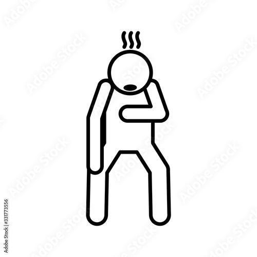 male avatar with fever line style icon vector design