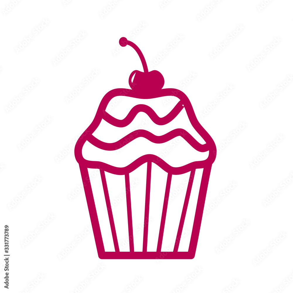 Outline icon. Rose lineart. Hand drawn. Simple icon. Cupcake. Muffin Outline icon. Rose lineart. Hand drawn. Simple icon. Cupcake. Muffin