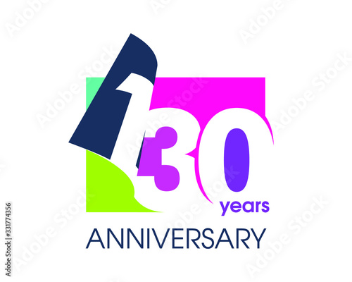 130 years anniversary colored logo isolated on a white background for the celebration of the company. Vector Illustration Design Template
