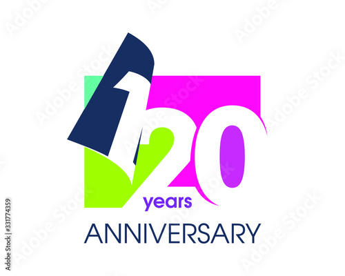 120 years anniversary colored logo isolated on a white background for the celebration of the company. Vector Illustration Design Template