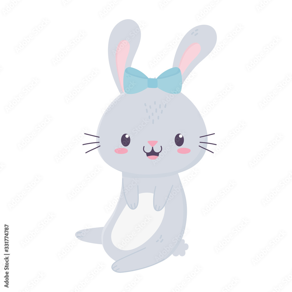 cute girl rabbit with bow animal cartoon isolated icon cute girl rabbit with bow animal cartoon isolated icon