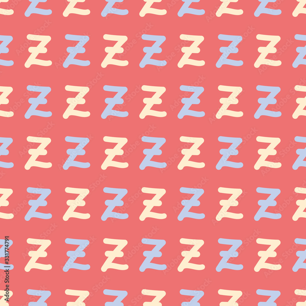 Fototapeta premium Lowercase letter Z seamless vector pattern. Hand written character illustration background.