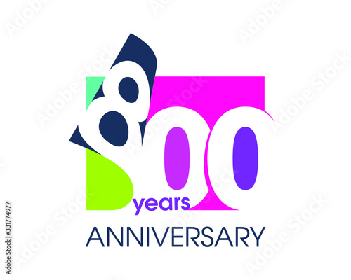 800 years anniversary colored logo isolated on a white background for the celebration of the company. Vector Illustration Design Template photo