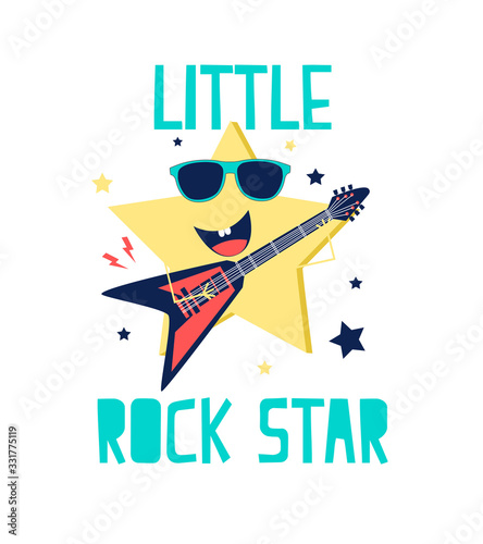 Hand drawn rock and roll elements. Vector illustration.	
